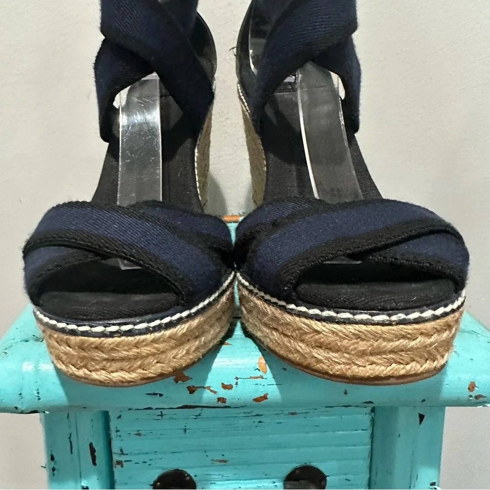 Tory Burch Adonis Espadrille Navy Black Size 9